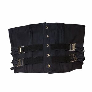 Black Structured Waist Cincher Corset with Buckle Straps